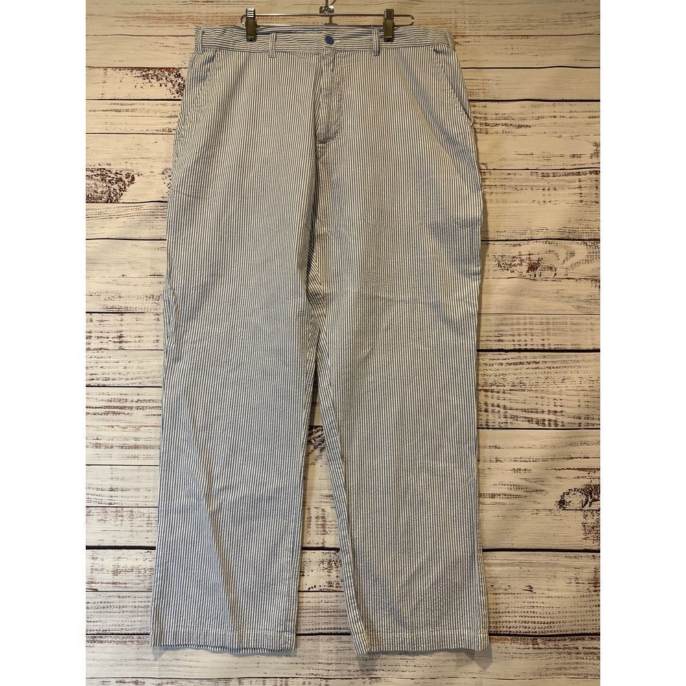 John Blair Fine Menswear Blue and White Seersucker Pants Men's Size 36M‎